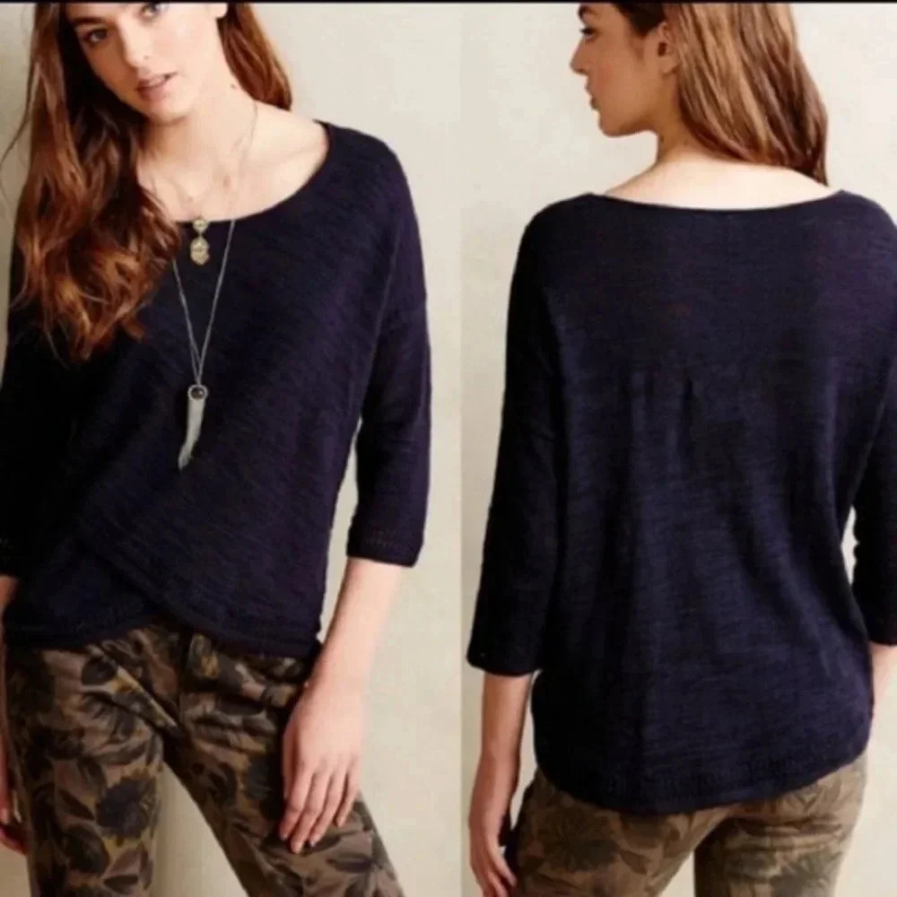 Moth Navy Crossover Sweater Size Medium